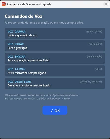 Comandos de voz